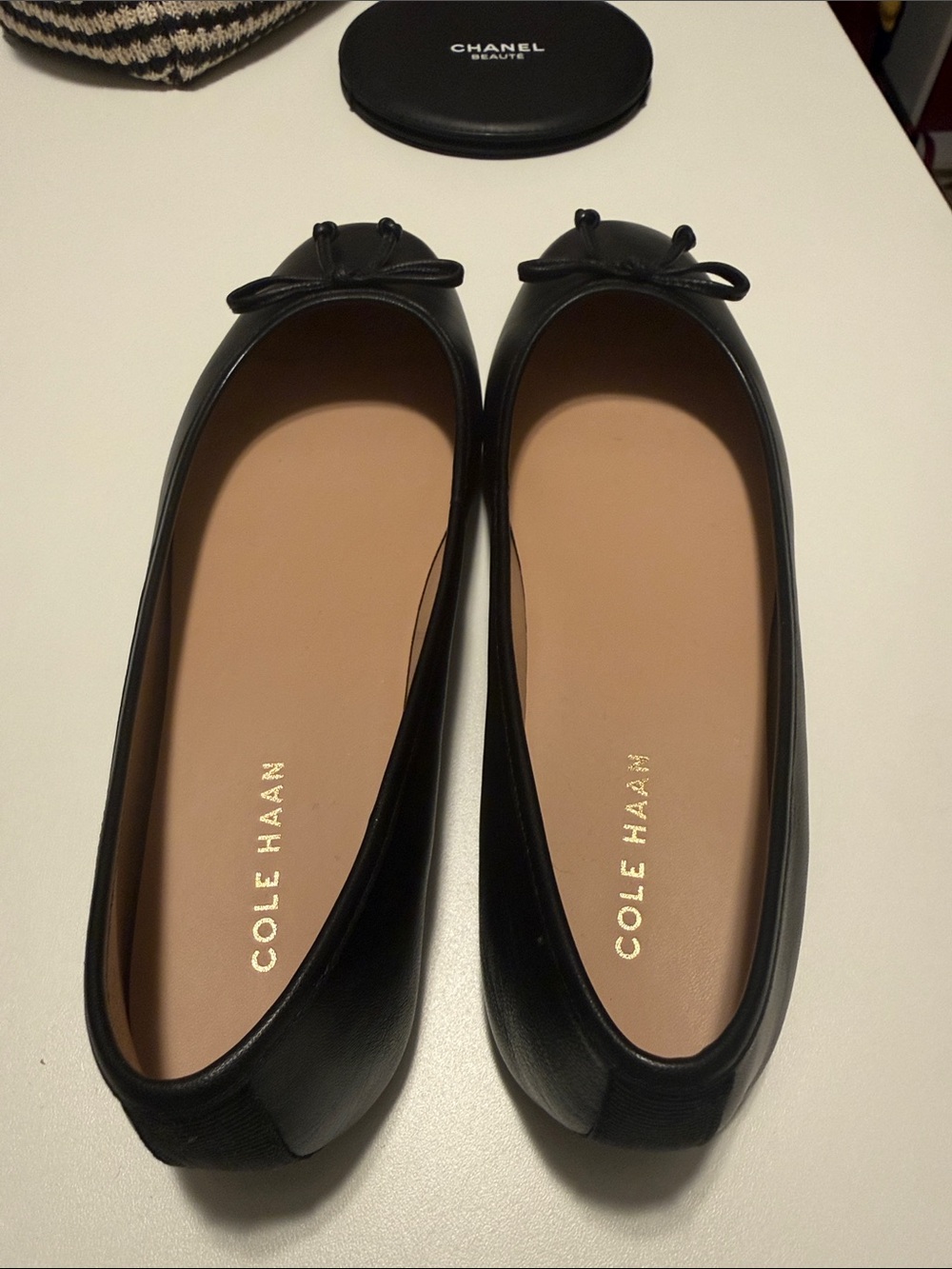 Cole Haan Black Leather Bow Flats - Picture 5 of 7